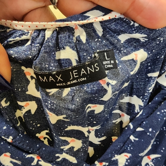 MAX JEANS Cold Shoulder Relaxed Fit Boho  Blouse size L - Picture 3 of 9